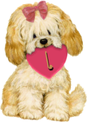 Piesek z sercem z napisem I love you